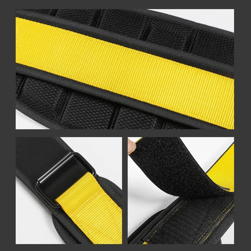 Adjustable fitness waist support belt in black for weightlifting and running