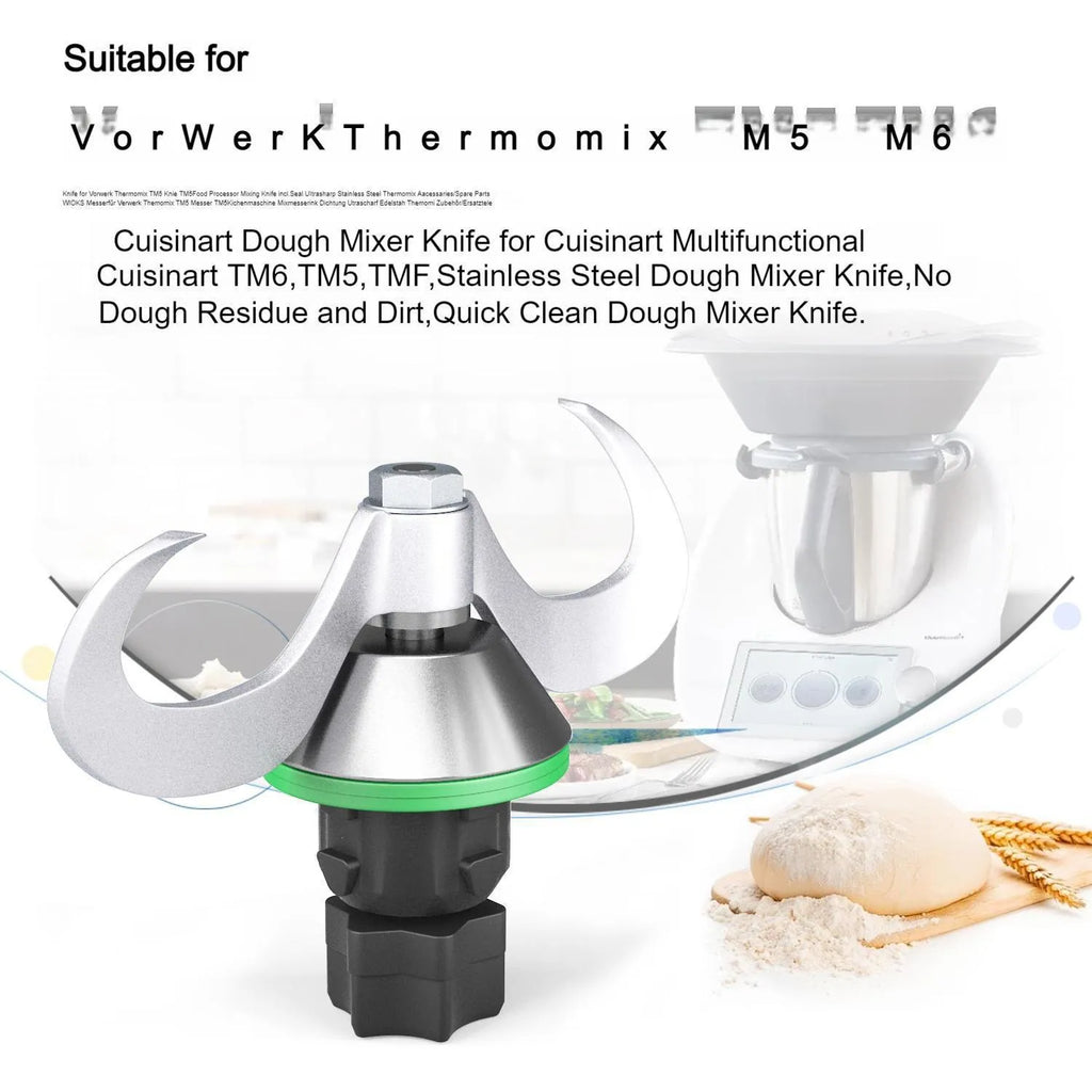 Stainless steel dough knife accessory for Thermomix TM6 and TM5 food processors