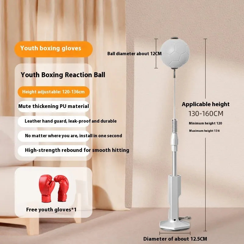 Vertical boxing reaction speed ball with roly-poly design in grey and orange colour options