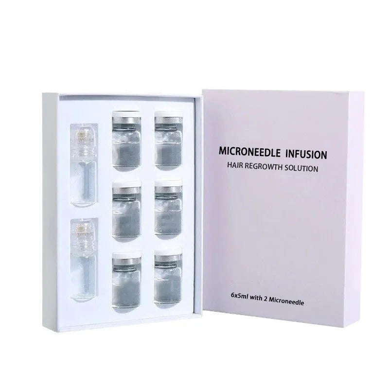 Hair growth micro needle serum set with microneedle and essence ampoules for thinning and frizzy hair