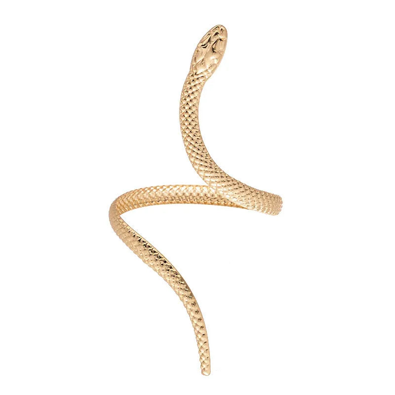 Gold exaggerated twisted snake ring and bracelet jewellery set on display