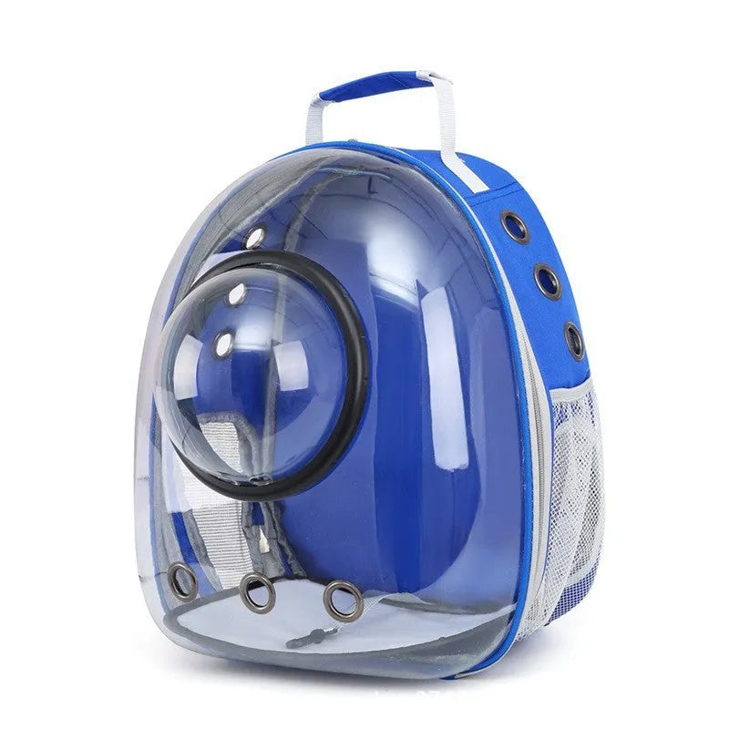 Polycarbonate pet carrier bag with side opening panel in medium capacity for cat transportation