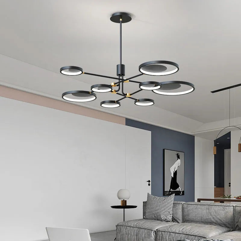 Modern molecular LED ceiling light with glass chandelier 720mm tricolor for living room