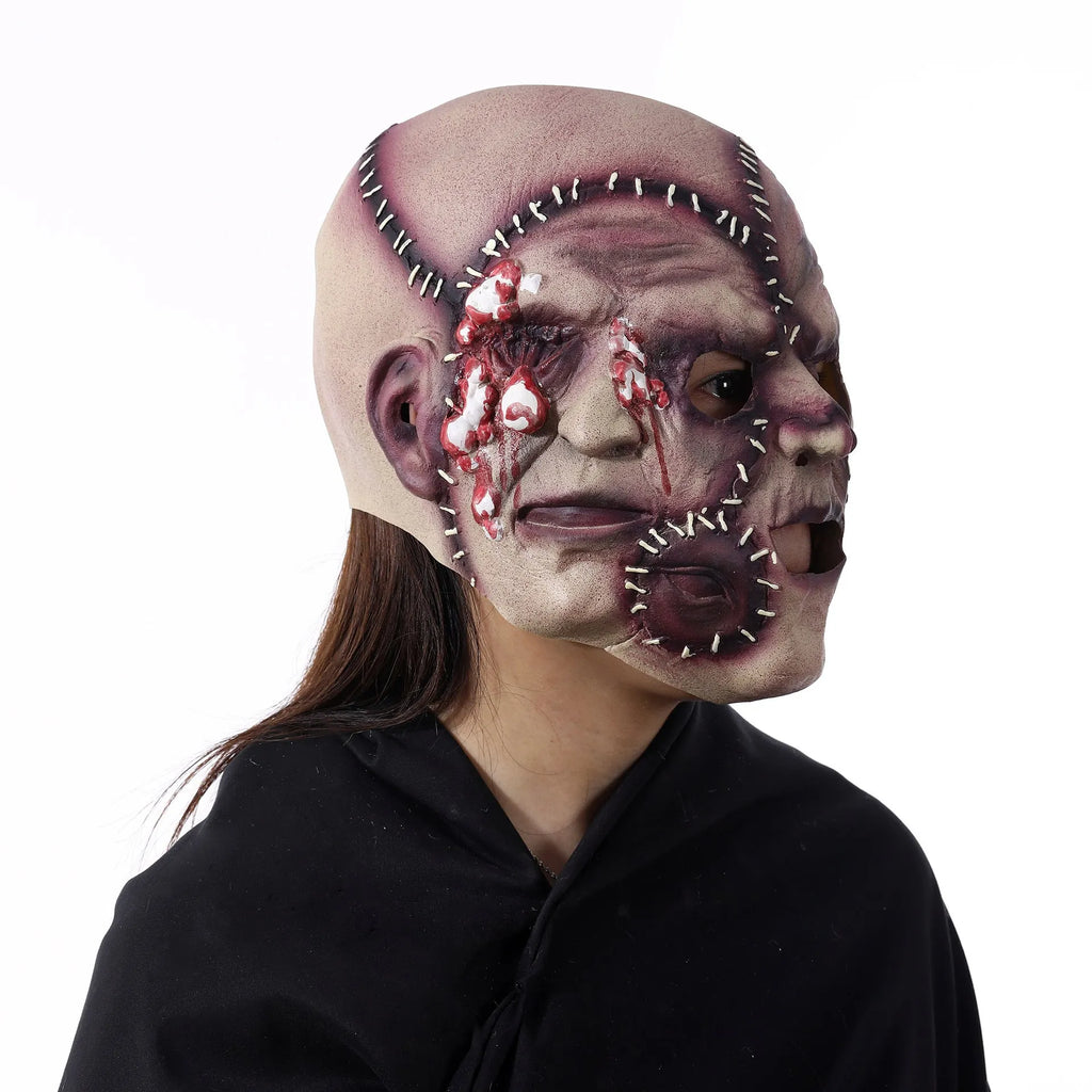 Three-sided grimace horror Halloween mask in natural latex for adult costume parties