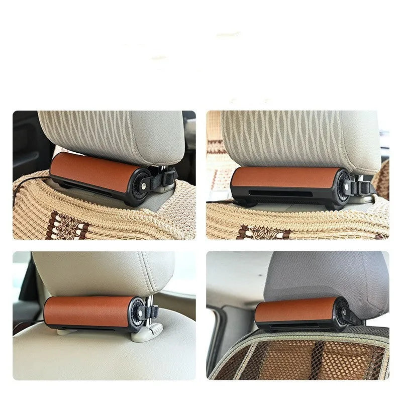 Ventilated rear bladeless car mounted fan with USB cable and three-speed controls