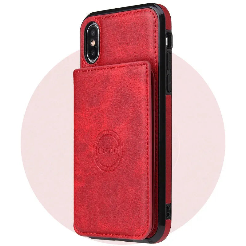 Imitation leather card wallet phone case for iPhone 11 in a choice of solid colours.