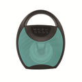 Portable Bluetooth speaker in black, blue, or pink colours with USB port and SD card slot visible