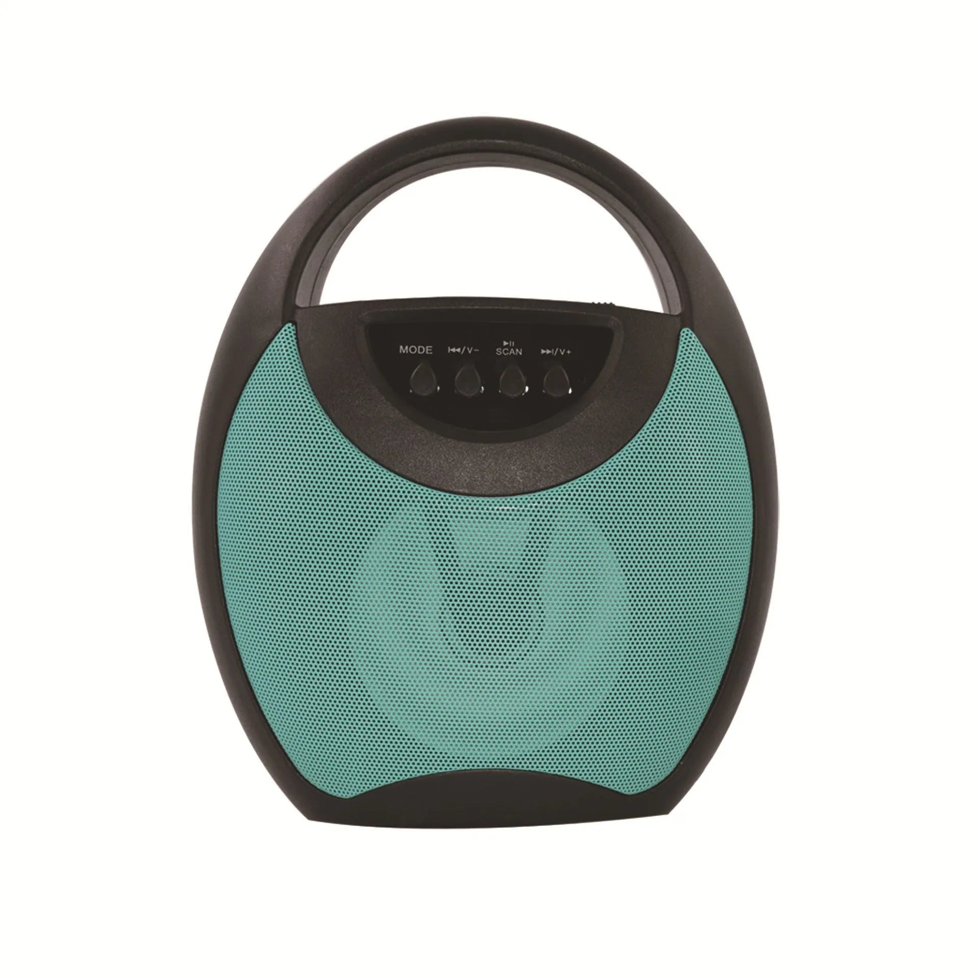 Portable Bluetooth speaker in black, blue, or pink colours with USB port and SD card slot visible