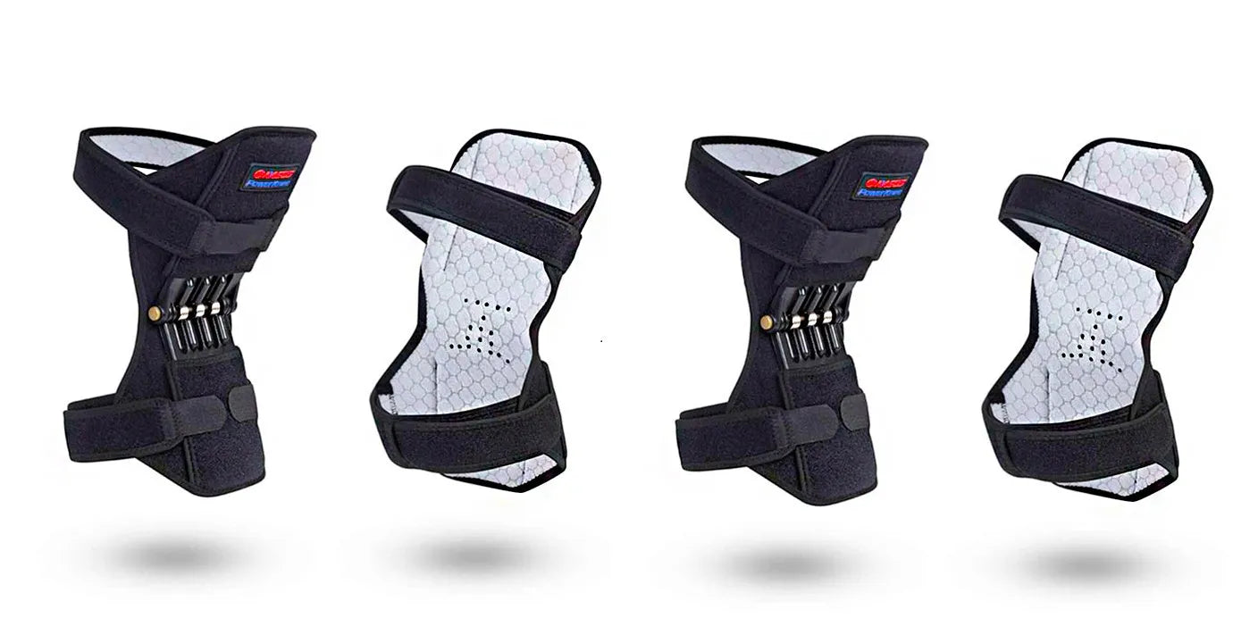 Knee brace with spring mechanism in adjustable design for mountaineering and sports activities