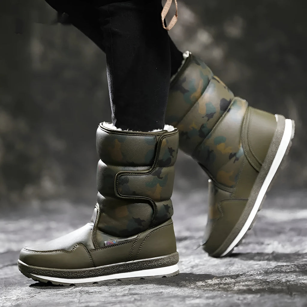 Children's waterproof fleece-lined mid-top snow boots with slip-resistant rubber sole, sizes 25-41, multiple colours