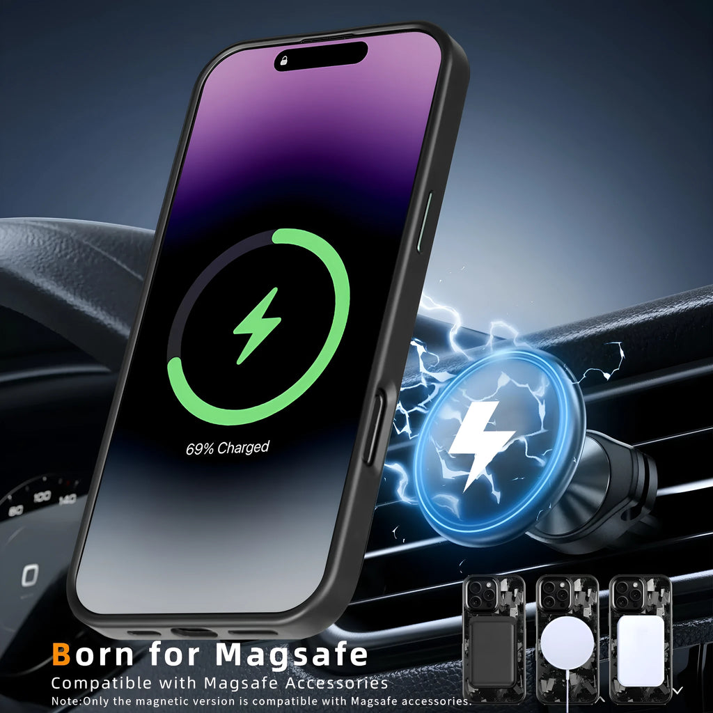 Black Frame blue gold carbon fibre iPhone case with a textured metal rim and built-in magnet.