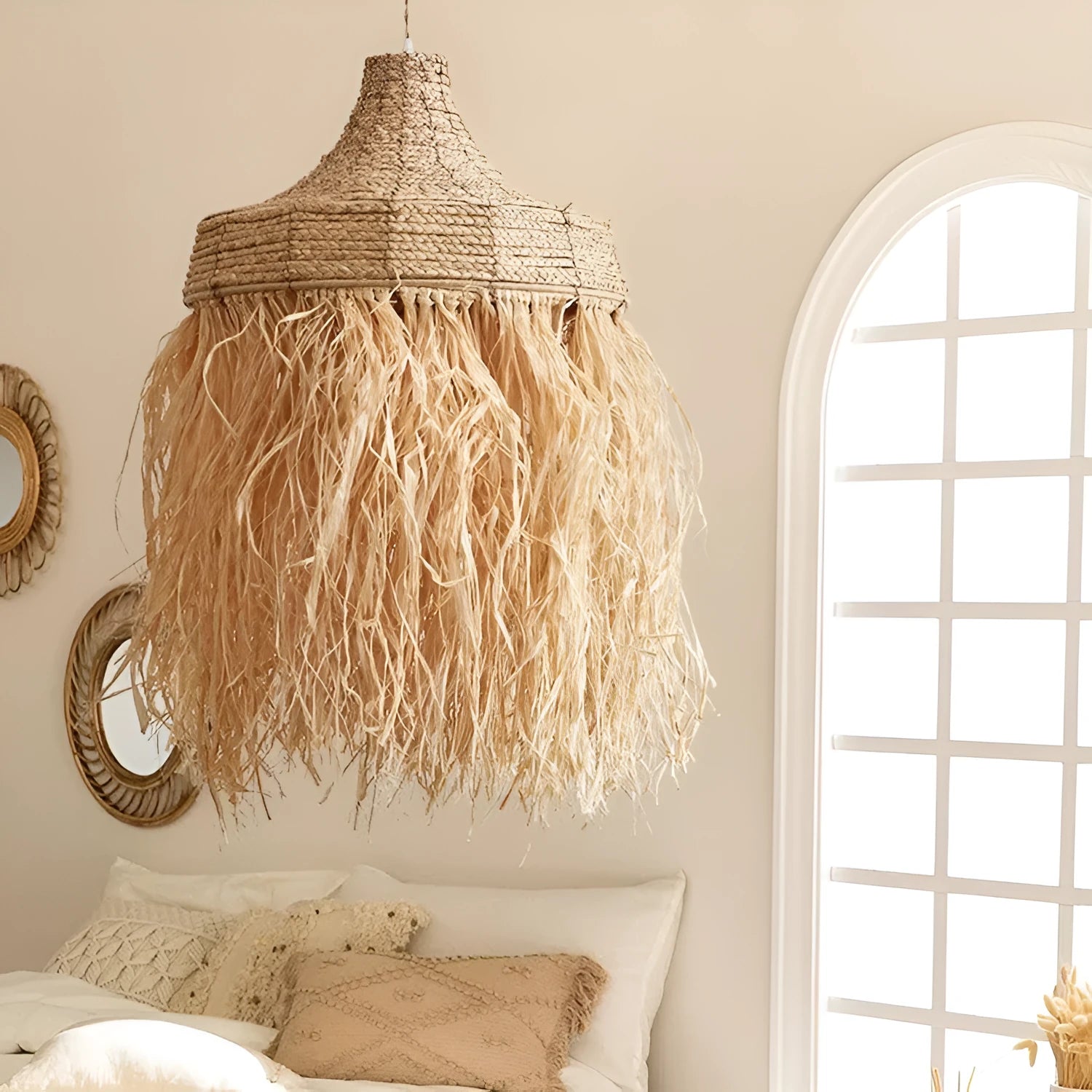 50cm diameter retro restaurant chandelier with woven willow and wild vetch construction