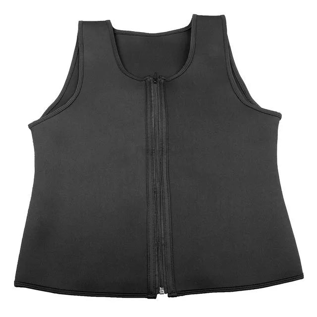 Black fitness sports sweat zipper vest with full front zipper, suitable for gym training in sizes S to 4XL