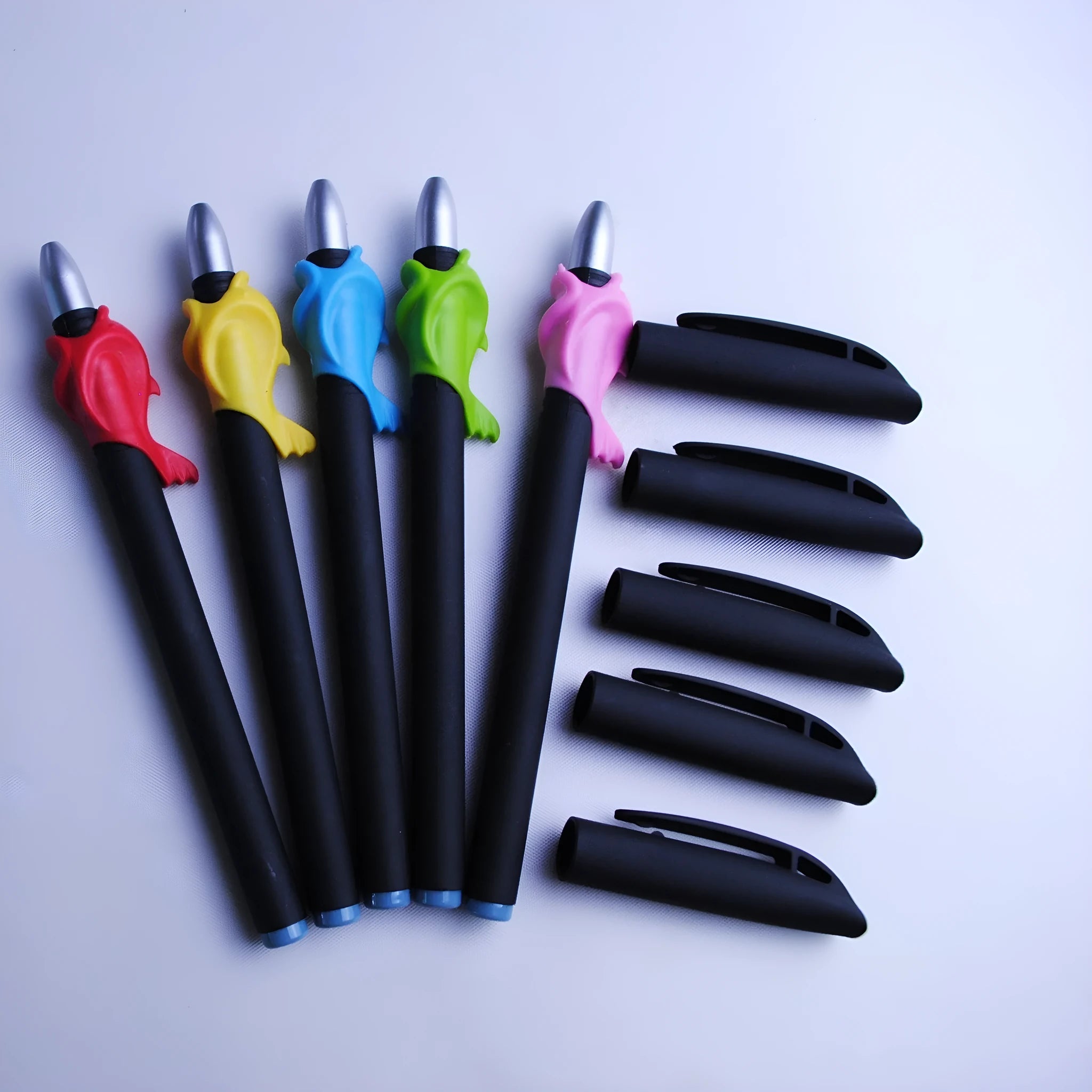 Pack of eight blue 0.5mm pen refill cores with insertion pole and holder for simple series pens.