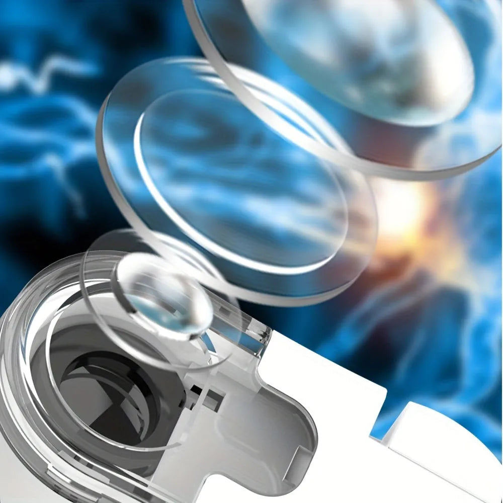 Mini 60x magnification smartphone microscope with LED light and detachable clip on a mobile phone