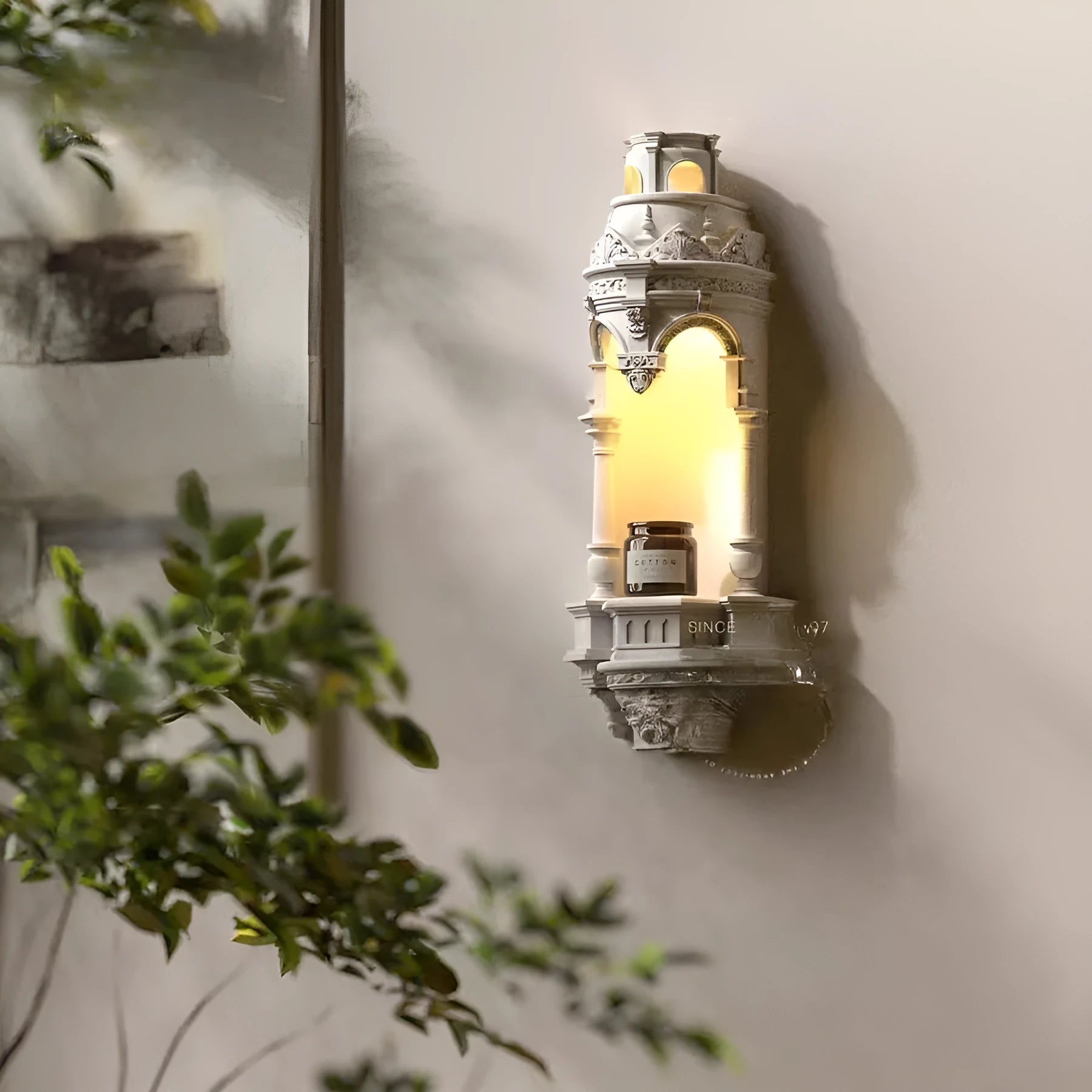 Gypsum aromatherapy wall lamp with halogen bulb and warm light for altar and corridor