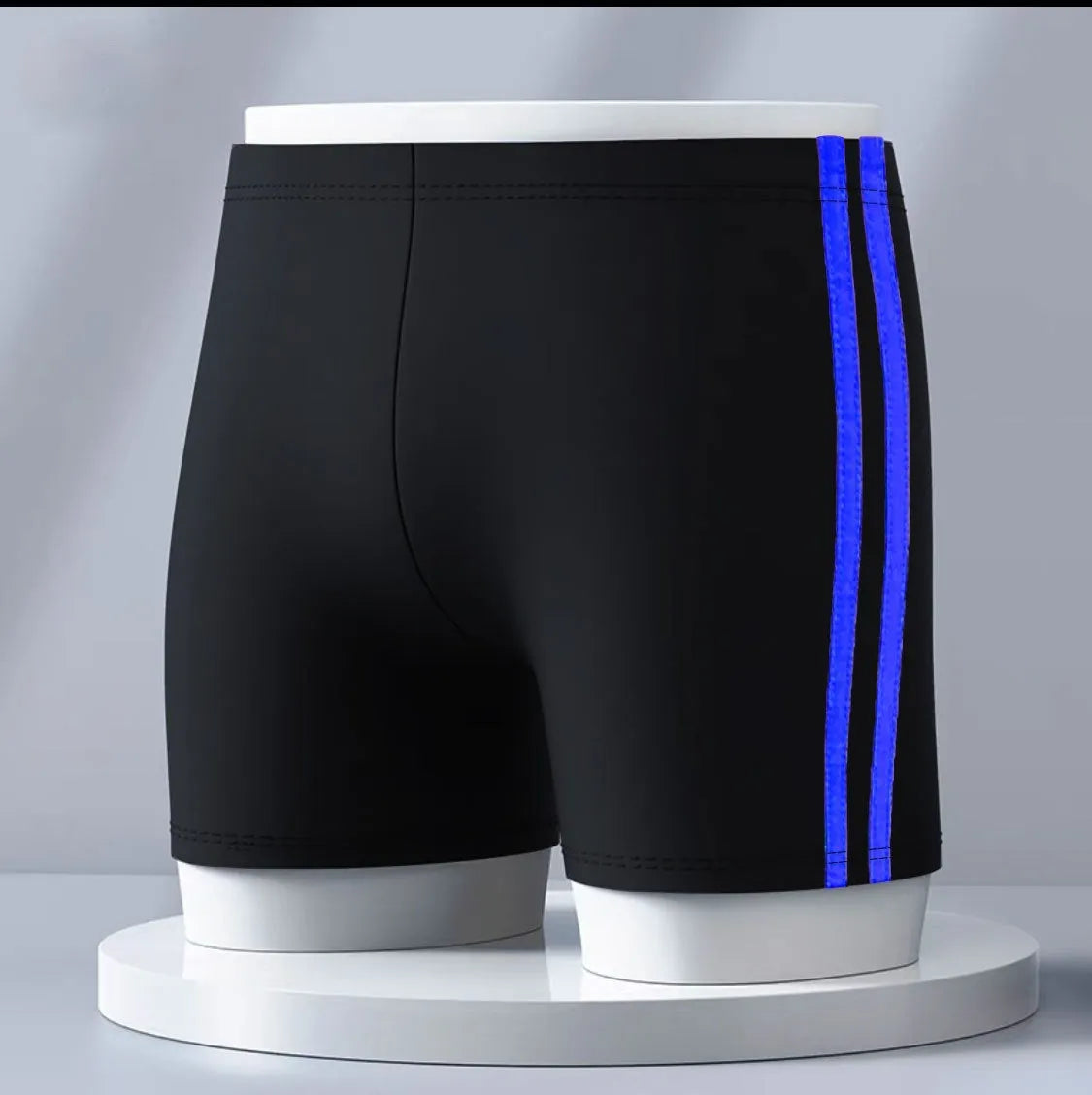 Anti-embarrassment boxers swimsuit for men plus size L XL dark blue polyester polypropylene hot spring swimming trunks