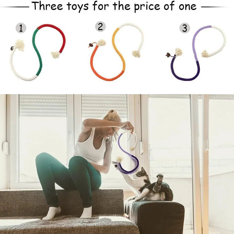 70cm cotton bite-resistant cat teasing rope toy in three colour options