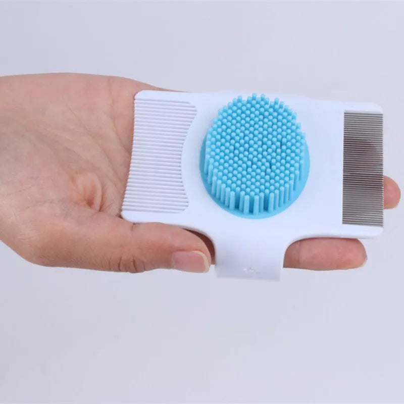 Blue multifunctional pet comb with floating hair removal, massage and flea removal functions