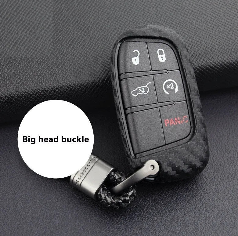 Carbon fibre patterned silicone key case cover for Dodge Chrysler Fiat car remote keys