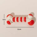 Blue bone-shaped interactive dog chew toy with hollow treat compartment for small breed dogs.