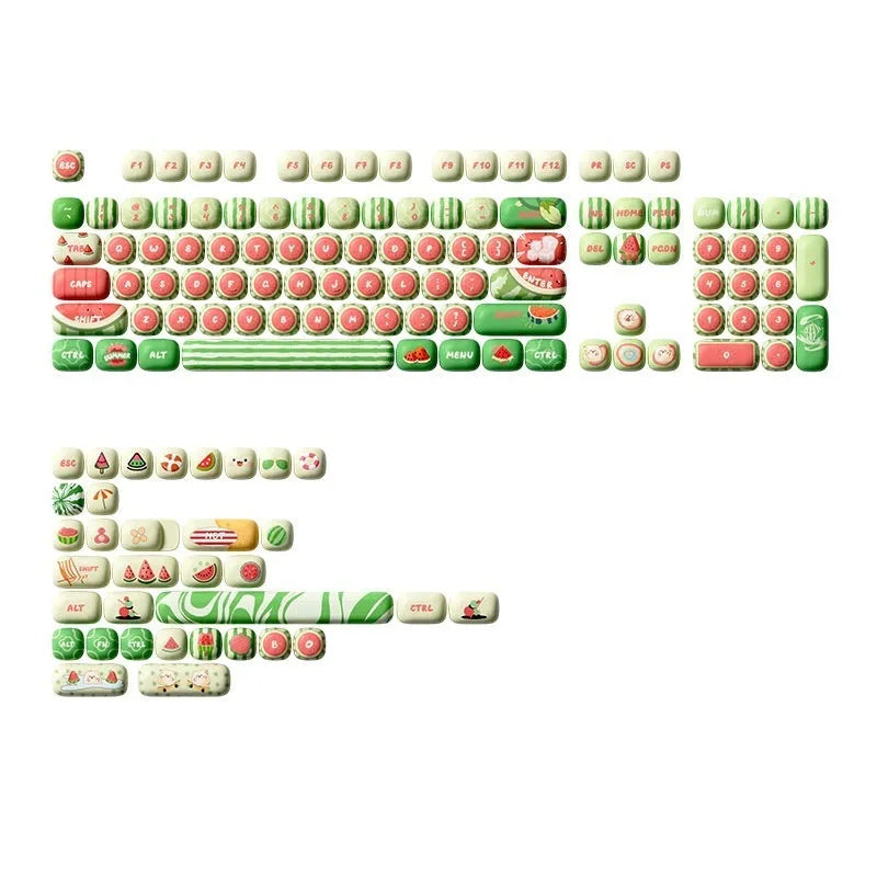 Watermelon themed mechanical keyboard key caps with full five-sided sublimation print.