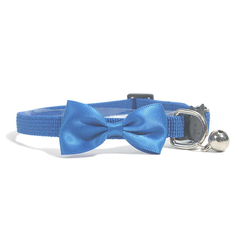 Striped adjustable nylon cat collar with bell in multiple bright colour options