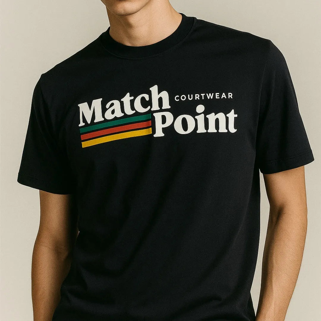 Black men's short sleeve T-shirt with a 3D digital printed pattern, round neck, on a mannequin.