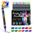 Set of double-headed acrylic marker pens showing both tips, with opaque washable ink in multiple colours.