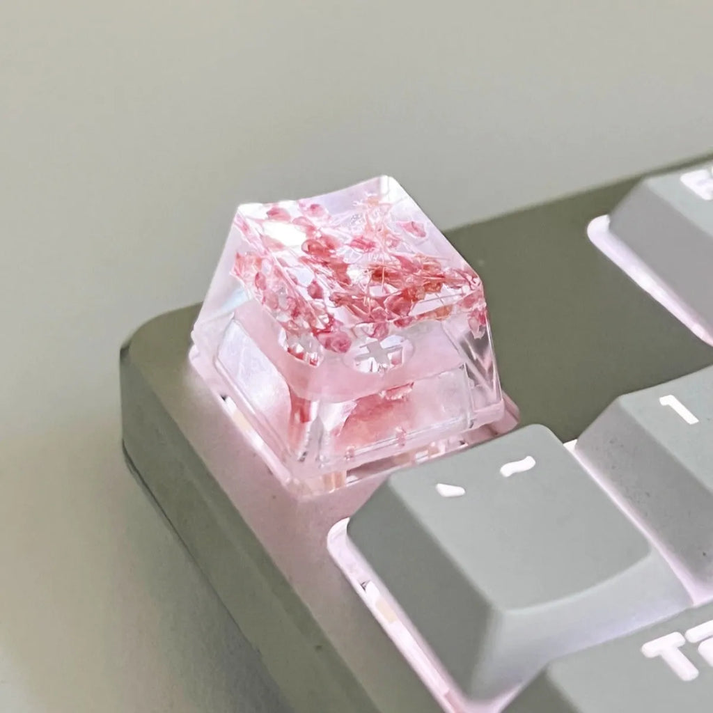 Transparent resin keycap with starry sky pattern for mechanical keyboards in green colour