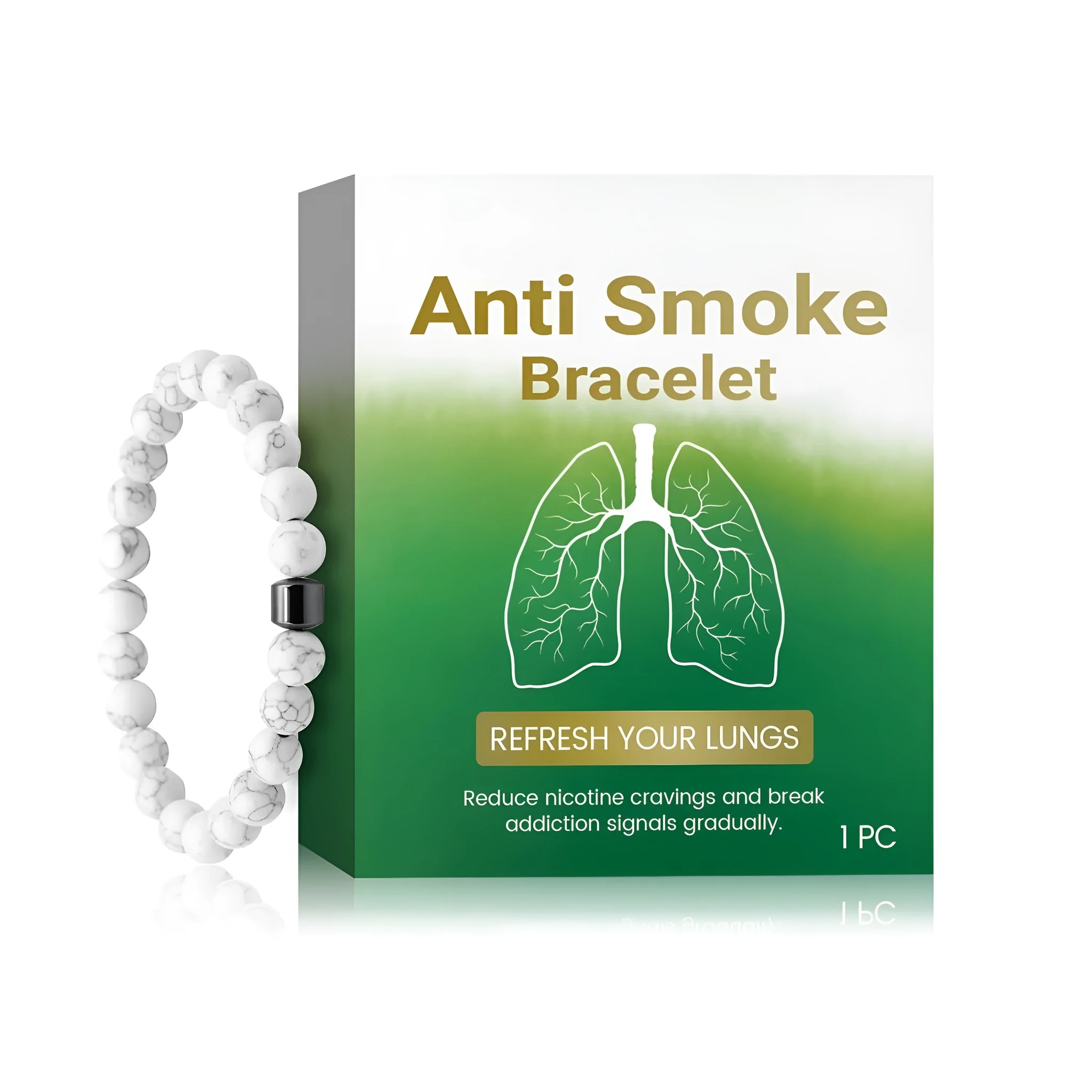 Women's smoke prevention bracelet made of synthetic turquoise, a single piece of functional wrist jewellery.