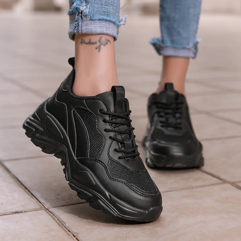 Men and women mesh breathable casual sports shoes with lace-up front in white, beige, black colours