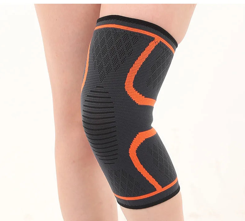 Black double corrugated non-slip stretch knee pad for sports