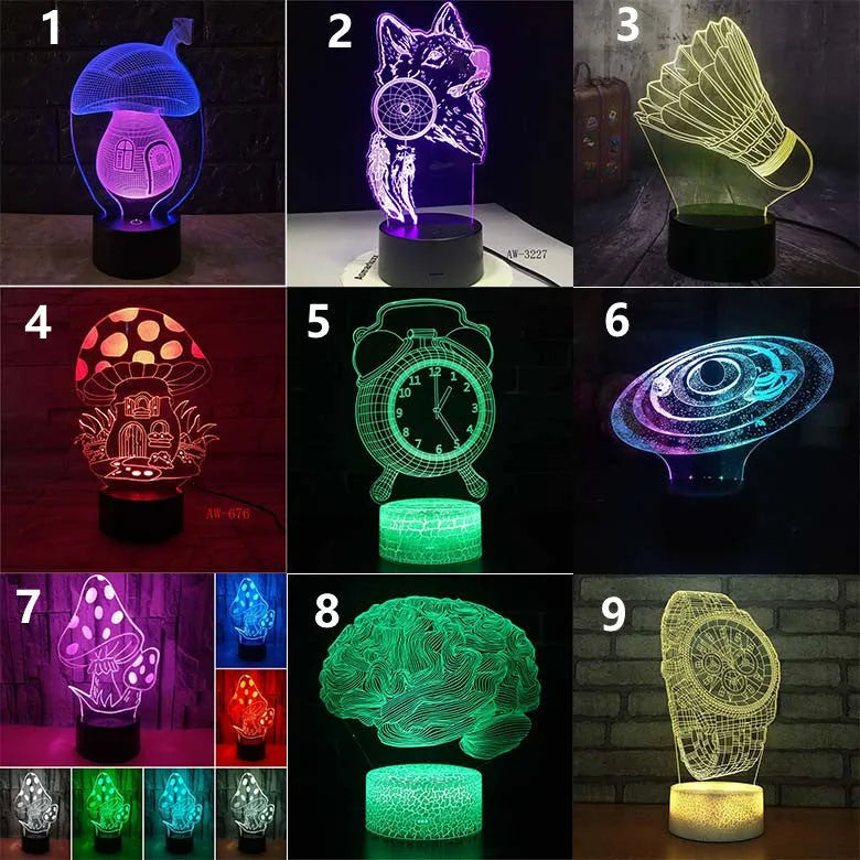 Remote control LED desk lamp with colourful 3D touch lighting on black ABS base