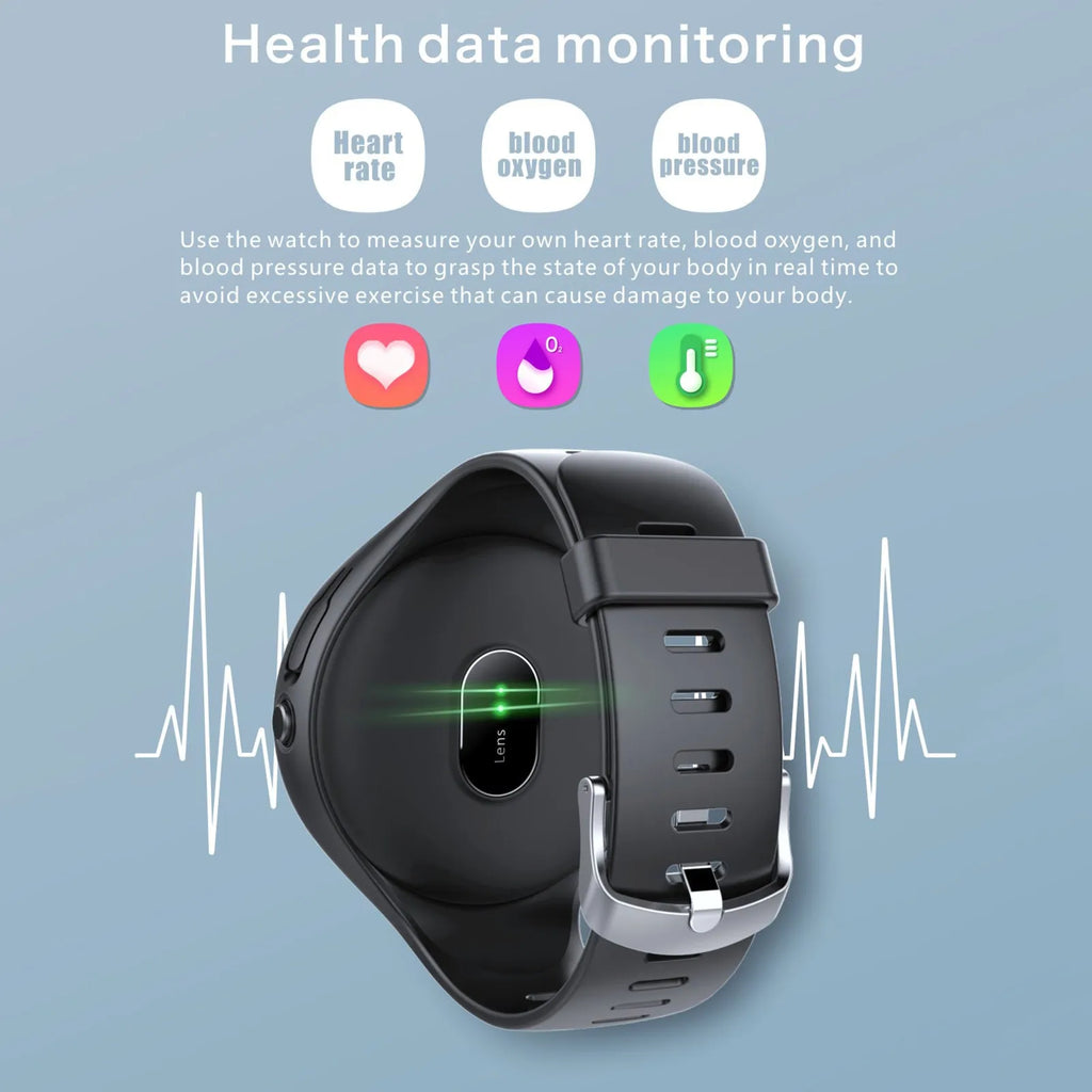 Black Bluetooth headset and smart bracelet combo watch with detachable TWS earbuds on a charging cable.
