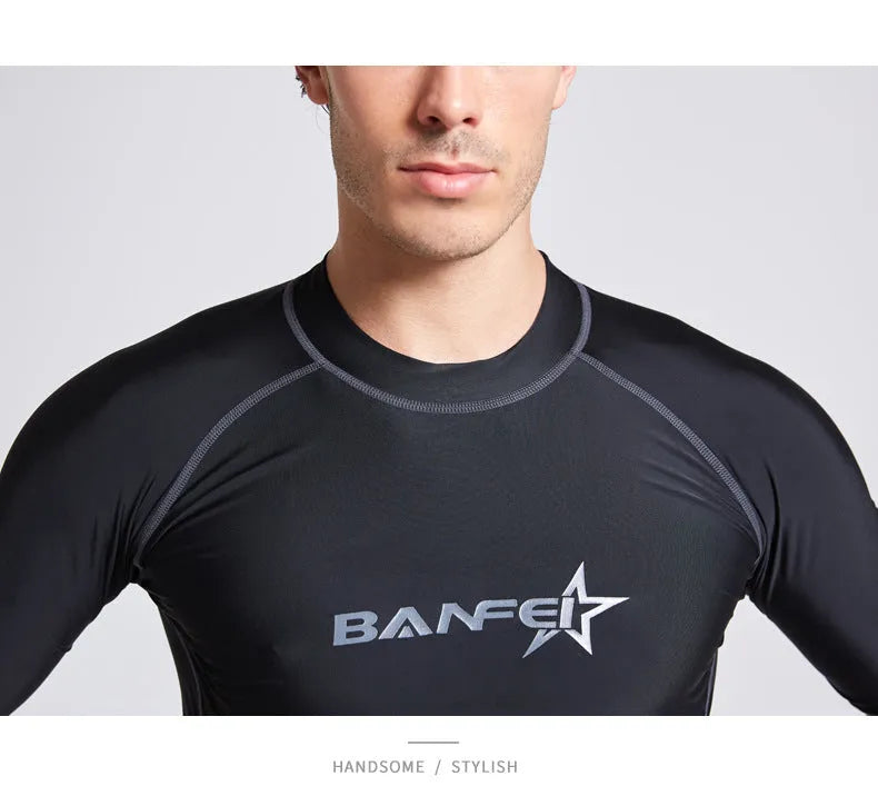 Men's quick-drying nylon swimsuit with half sleeves for swimming and water sports