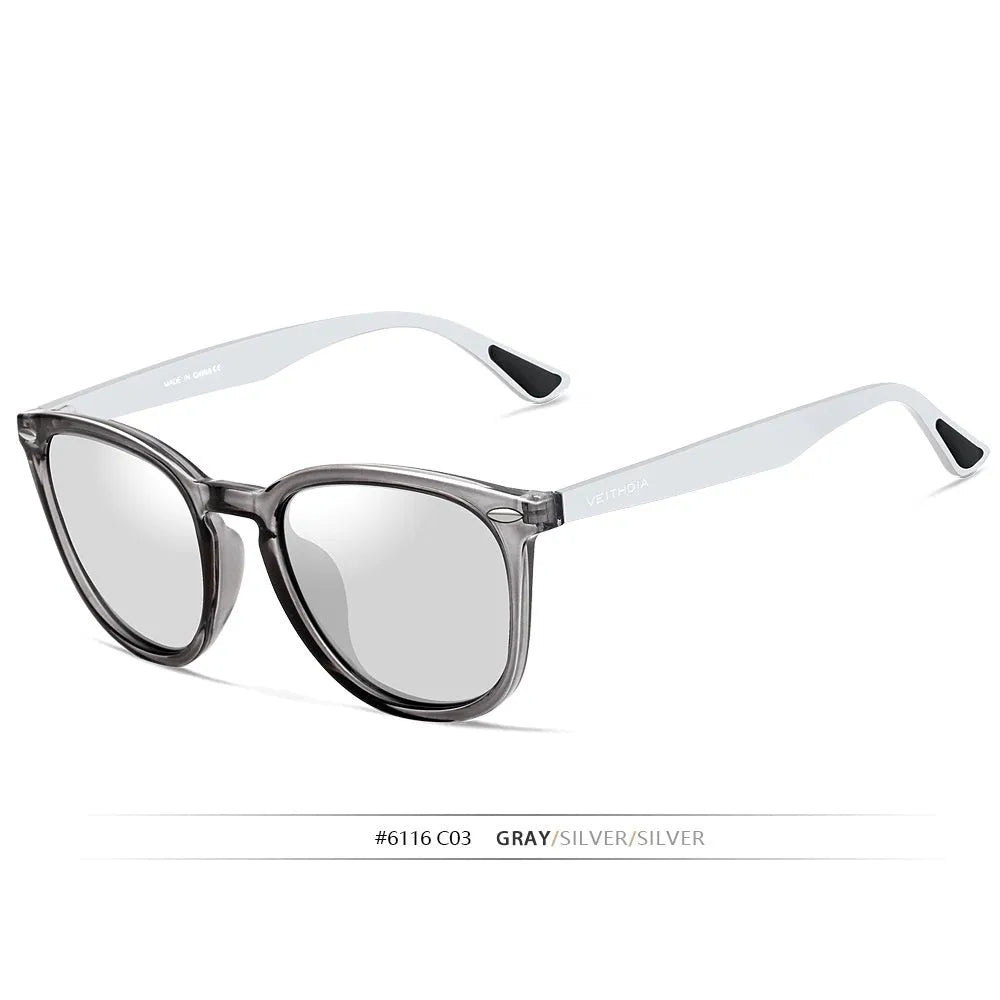 Men's and Women's Polarized UV-proof Sunglasses with plastic frame, point rivets, and multiple colour options for sun protection