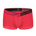 Men's low waist laser gradient underwear in black, red, and white colours with seamless construction