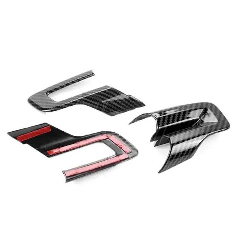 Three-piece carbon fibre pattern steering wheel cover decoration set for car interior customisation