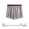 Men's solid colour boxer briefs in black, blue, brown, purple, red, and silver with elastic mid waist
