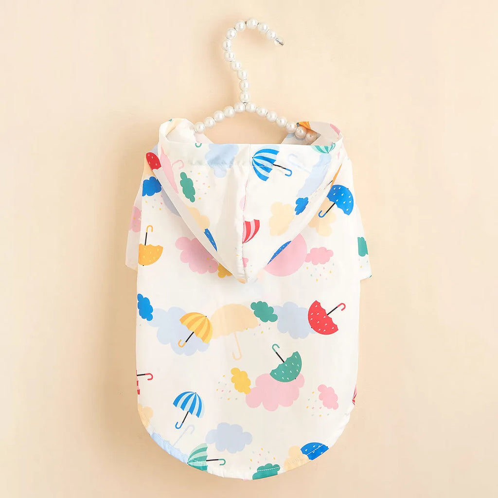 Cartoon umbrella pattern pet raincoat in five sizes for dogs and cats