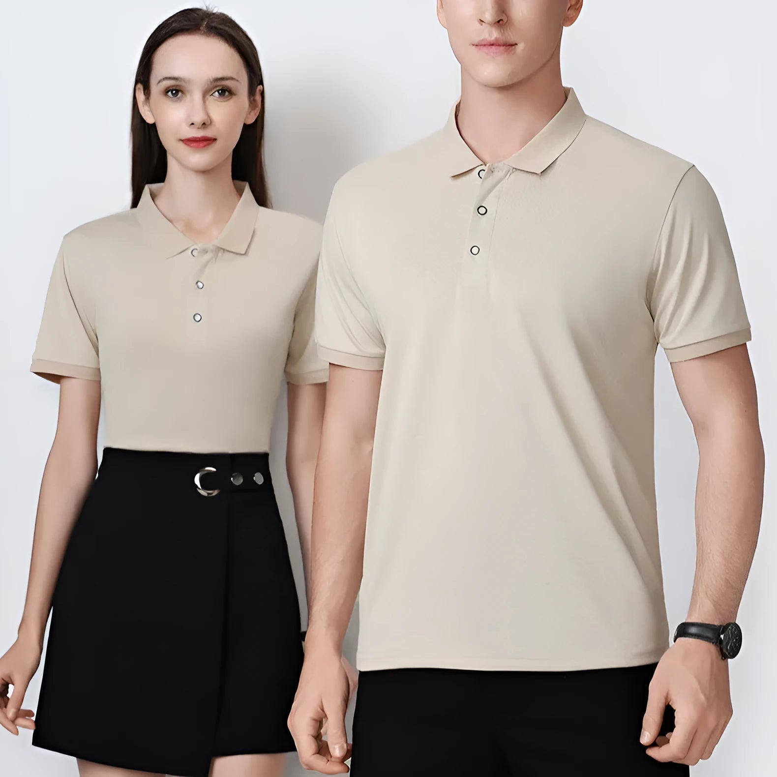 Ice silk short sleeve polo shirt pullover with an advertising logo, shown in multiple colour options.