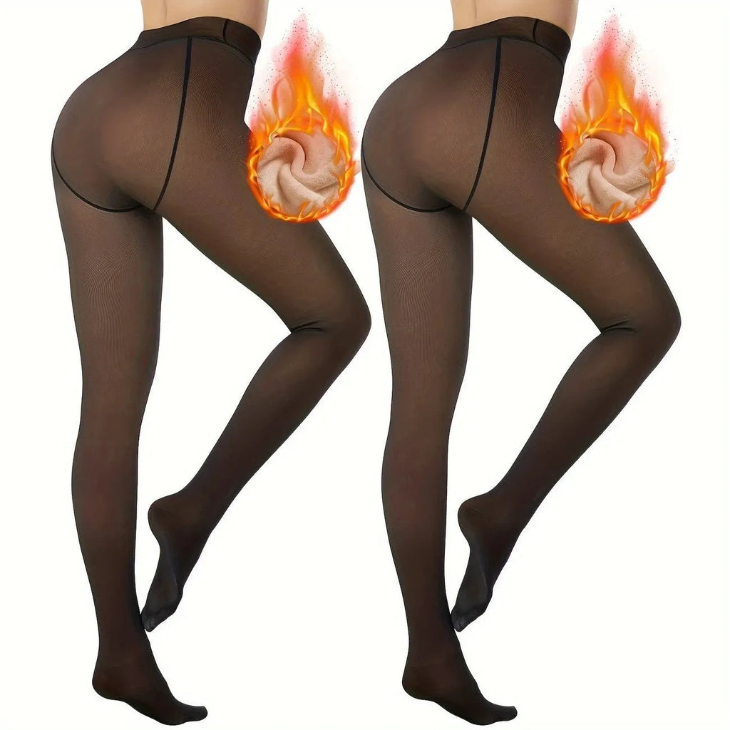 Women's anti-snagging outerwear leggings with wool lining in black and coffee colour options.