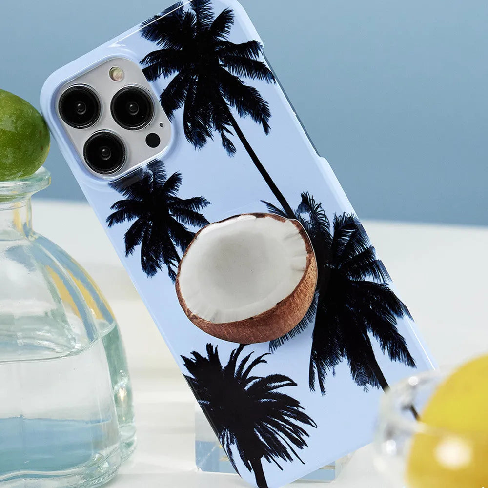 Original Summer Coconut TPU phone case with bracket for iPhone 14, 13, 12, 11 and X series models