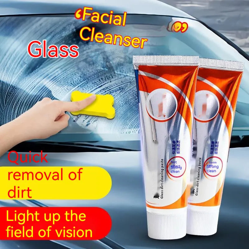 65ml tube of white car windshield scavenging agent paste with sponge mop for glass cleaning