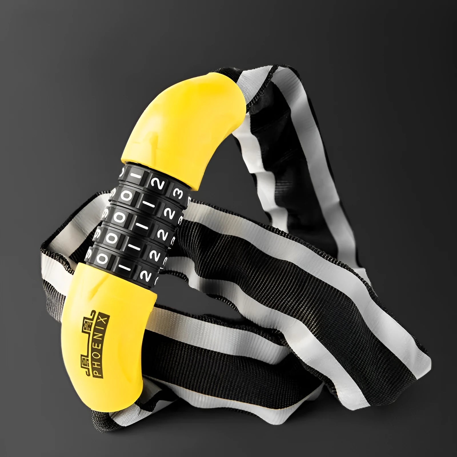 95cm zinc alloy mountain bike chain lock with anti-hydraulic shear construction in black or yellow