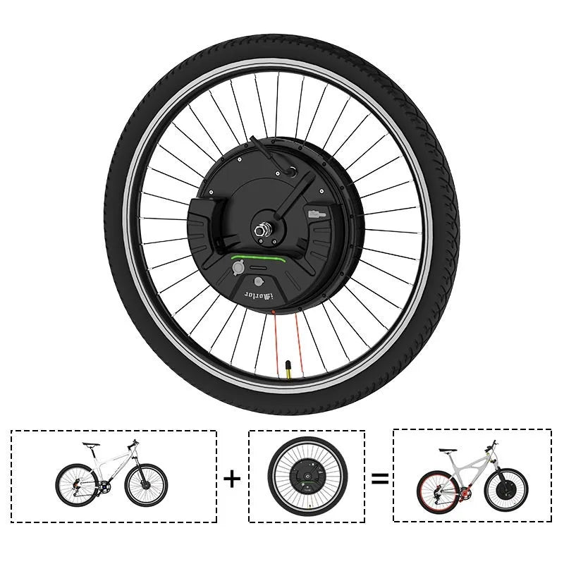Black alloy hub electric bicycle conversion wheel with Imotor 3.0 system for mountain bike refit