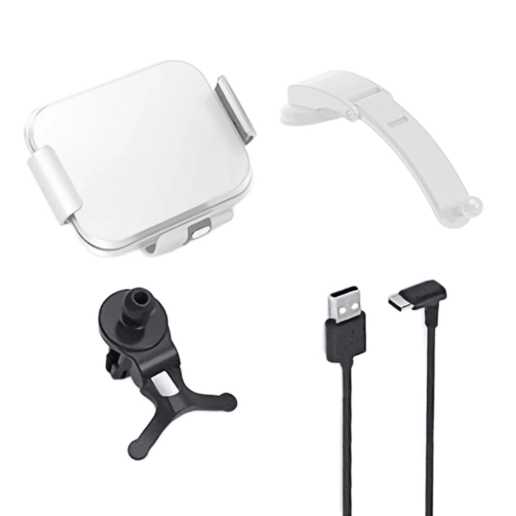 Grey wireless charging car phone holder with folding screen mounted on vehicle air vent