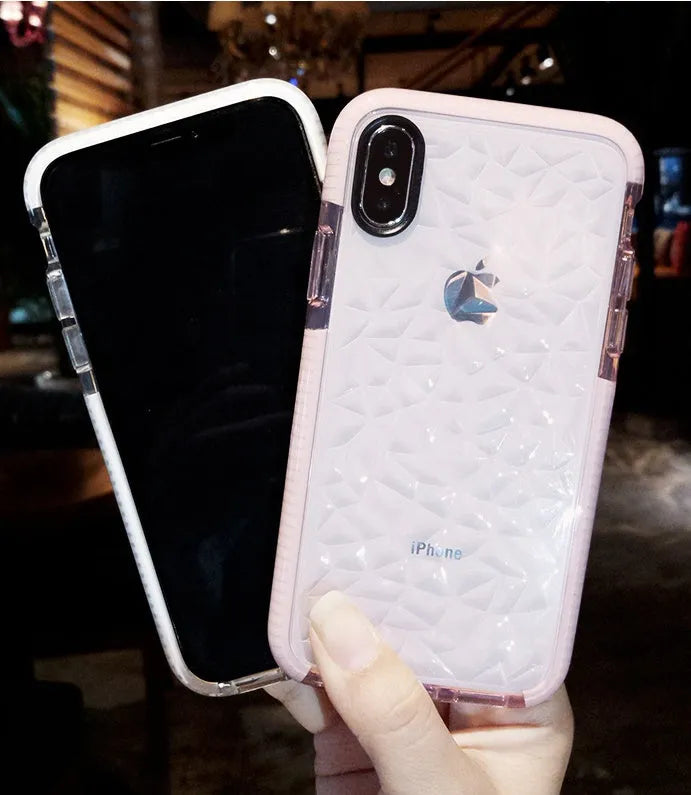 Striped TPU back cover phone case for iPhone in black, pink, and white colour options