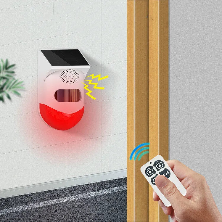 Solar-powered wireless infrared alarm detector for outdoor perimeter security